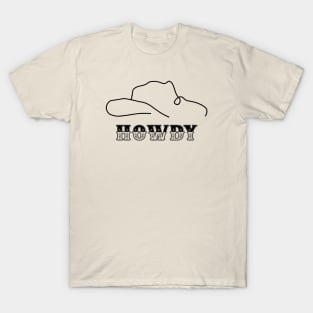 HOWDY Single Line Art of  Cowboy Hat (BLACK) T-Shirt